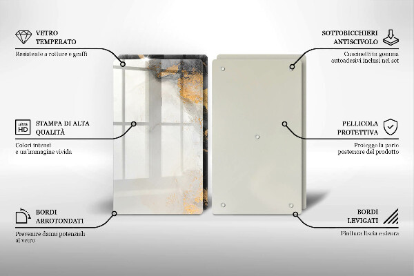Tagliere in vetro temperato Astrazione con l'oro