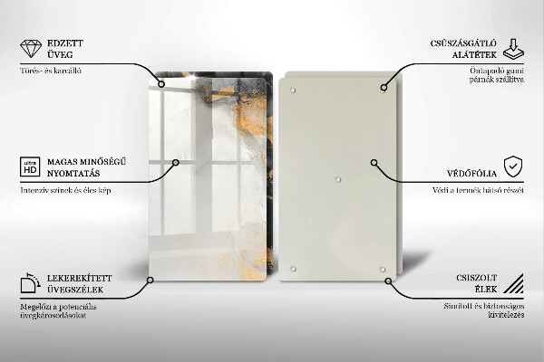 Tagliere in vetro temperato Astrazione con l'oro