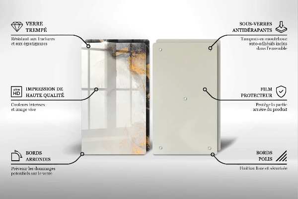 Tagliere in vetro temperato Astrazione con l'oro