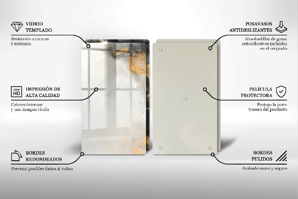 Tagliere in vetro temperato Astrazione con l'oro
