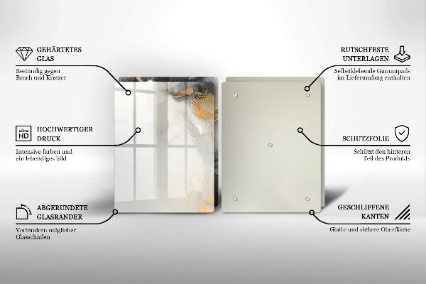 Tagliere in vetro temperato Astrazione con l'oro