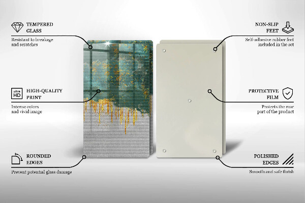 Tagliere in vetro temperato Astrazione con l'oro