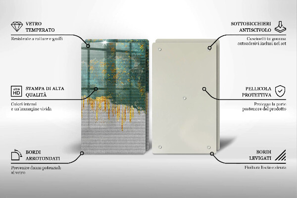 Tagliere in vetro temperato Astrazione con l'oro