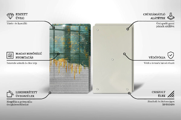 Tagliere in vetro temperato Astrazione con l'oro