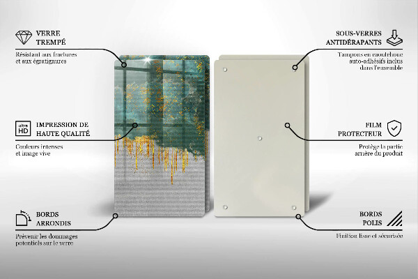 Tagliere in vetro temperato Astrazione con l'oro