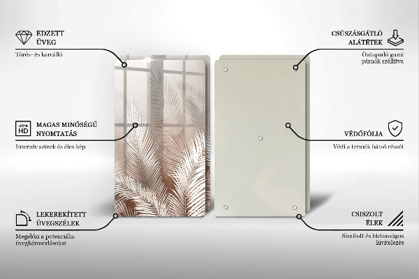 Tagliere in vetro temperato Foglie di vegetazione boho