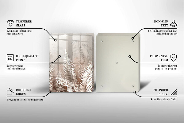 Tagliere in vetro temperato Foglie di vegetazione boho