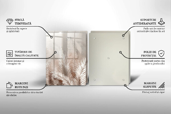 Tagliere in vetro temperato Foglie di vegetazione boho