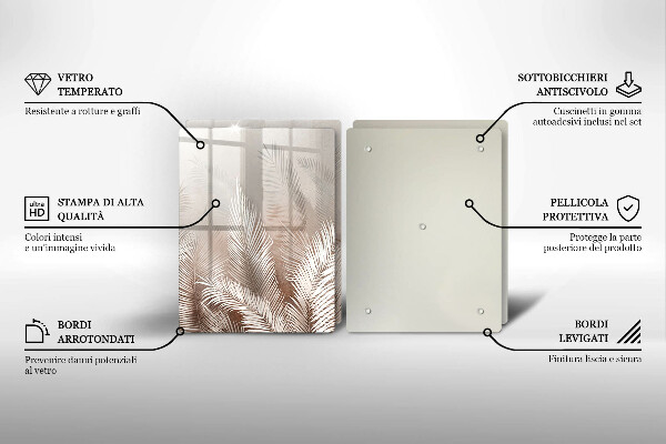 Tagliere in vetro temperato Foglie di vegetazione boho