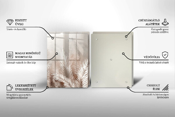 Tagliere in vetro temperato Foglie di vegetazione boho