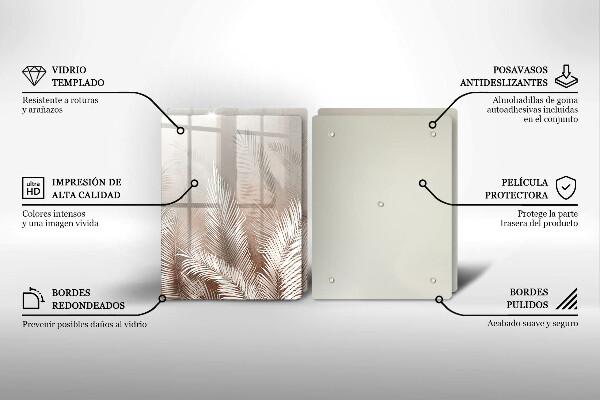 Tagliere in vetro temperato Foglie di vegetazione boho