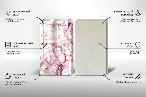 Tagliere in vetro temperato Mazzo di peonia