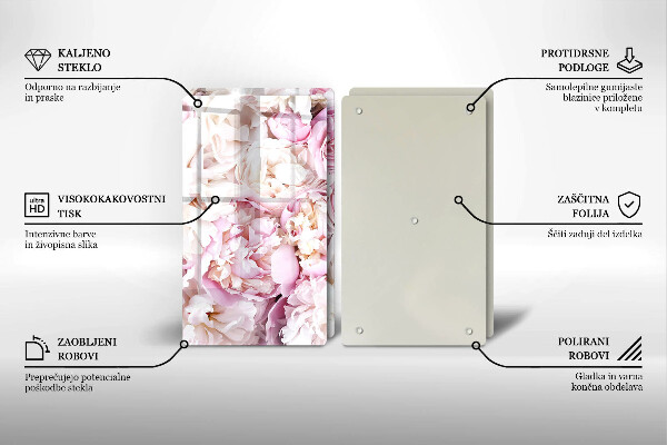 Tagliere in vetro temperato Mazzo di peonia