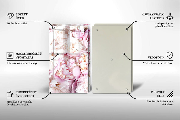 Tagliere in vetro temperato Mazzo di peonia