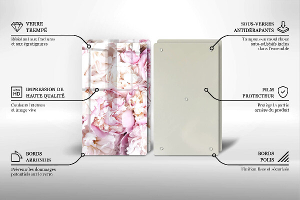 Tagliere in vetro temperato Mazzo di peonia