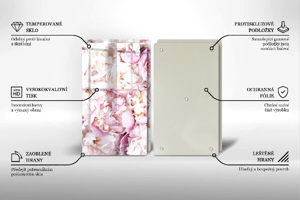 Tagliere in vetro temperato Mazzo di peonia