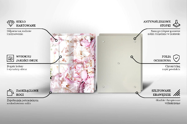 Tagliere in vetro temperato Mazzo di peonia