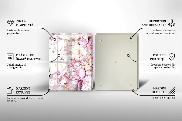 Tagliere in vetro temperato Mazzo di peonia