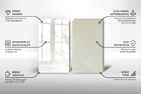 Tagliere in vetro temperato Elegante pietra di marmo