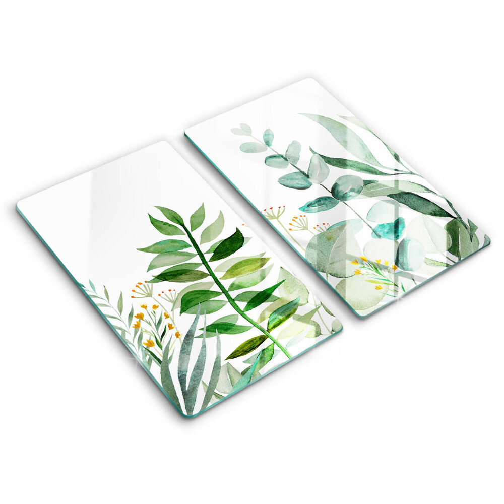 Tagliere in vetro temperato Illustrazione delle foglie delle piante