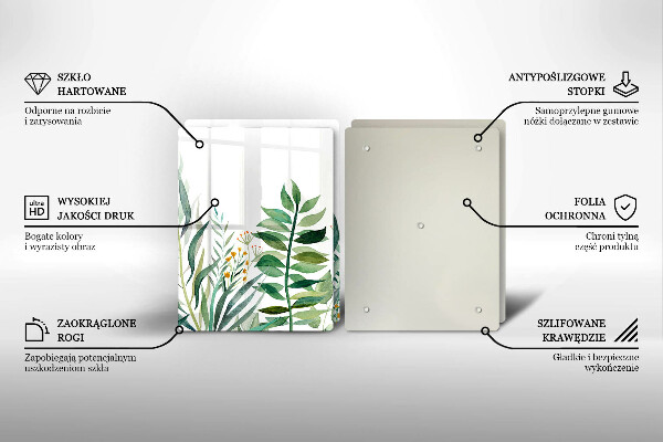 Tagliere in vetro temperato Illustrazione delle foglie delle piante