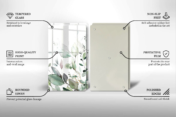 Tagliere in vetro temperato Piante ad acquerello