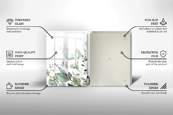 Tagliere in vetro temperato Piante ad acquerello