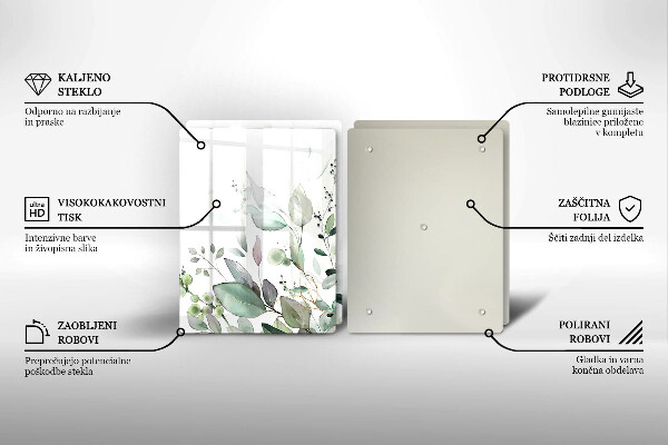 Tagliere in vetro temperato Piante ad acquerello