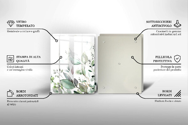 Tagliere in vetro temperato Piante ad acquerello