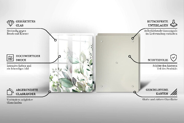 Tagliere in vetro temperato Piante ad acquerello