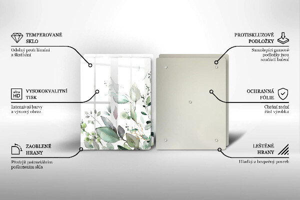 Tagliere in vetro temperato Piante ad acquerello