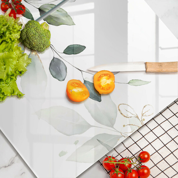 Tagliere in vetro temperato Foglie ad acquerello