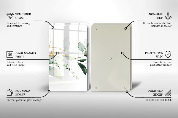 Tagliere in vetro temperato Foglie ad acquerello