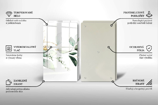 Tagliere in vetro temperato Foglie ad acquerello