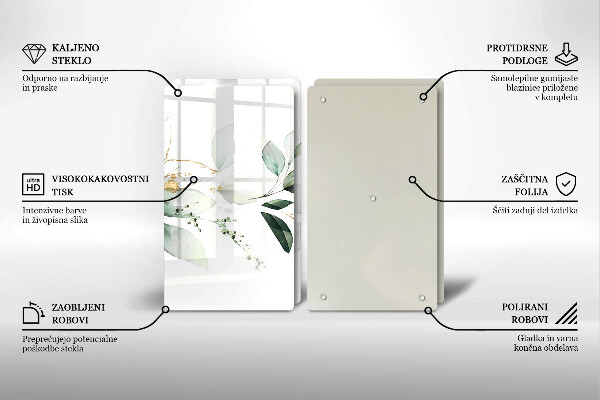 Tagliere in vetro temperato Foglie ad acquerello