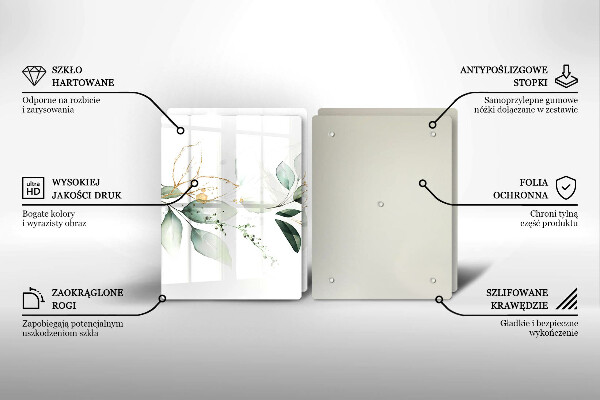 Tagliere in vetro temperato Foglie ad acquerello