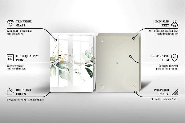 Tagliere in vetro temperato Foglie ad acquerello