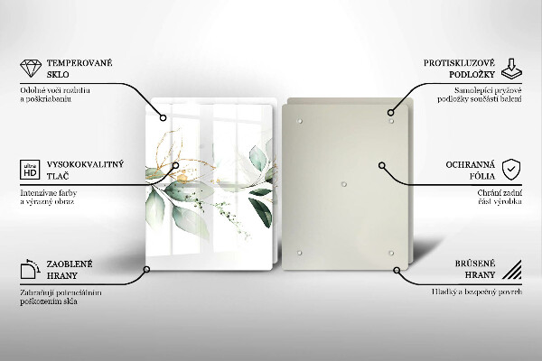 Tagliere in vetro temperato Foglie ad acquerello