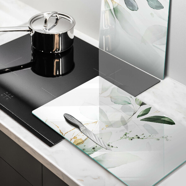 Tagliere in vetro temperato Foglie ad acquerello