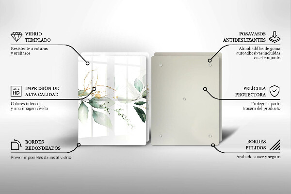 Tagliere in vetro temperato Foglie ad acquerello