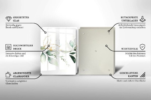 Tagliere in vetro temperato Foglie ad acquerello