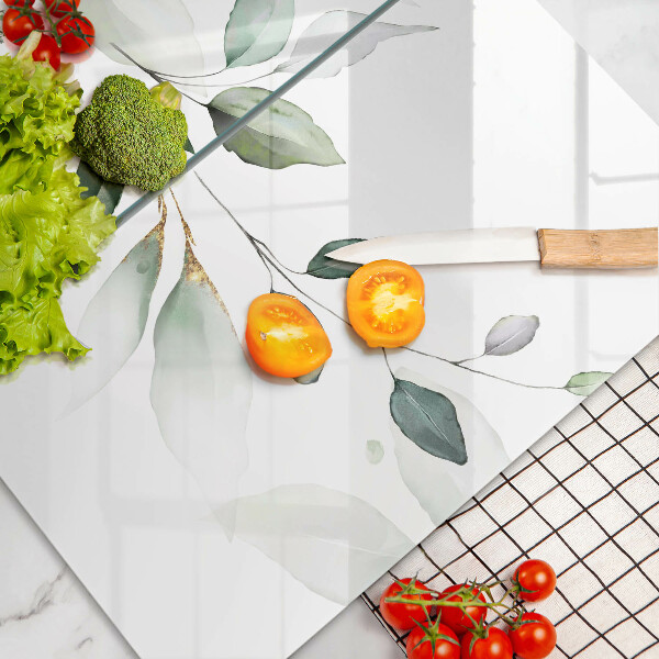 Tagliere in vetro temperato Foglie ad acquerello