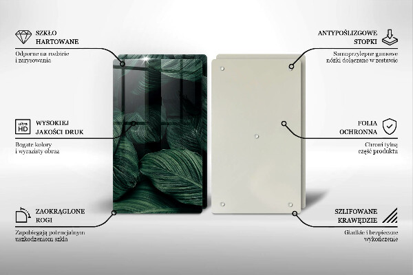 Tagliere in vetro temperato Foglie scure