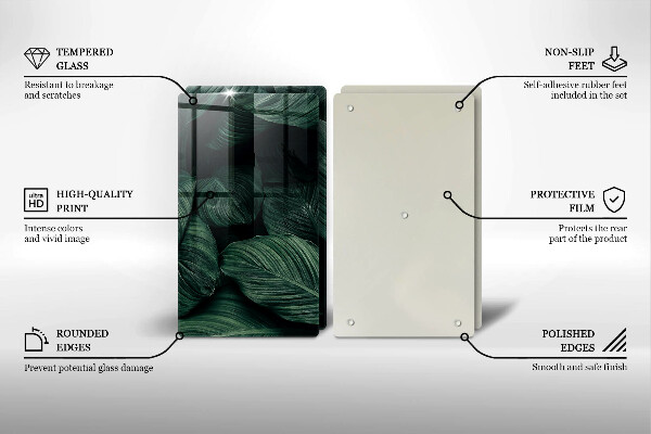 Tagliere in vetro temperato Foglie scure