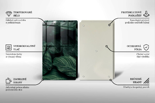 Tagliere in vetro temperato Foglie scure