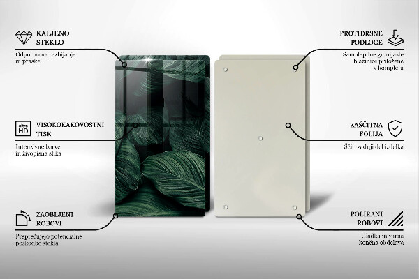 Tagliere in vetro temperato Foglie scure