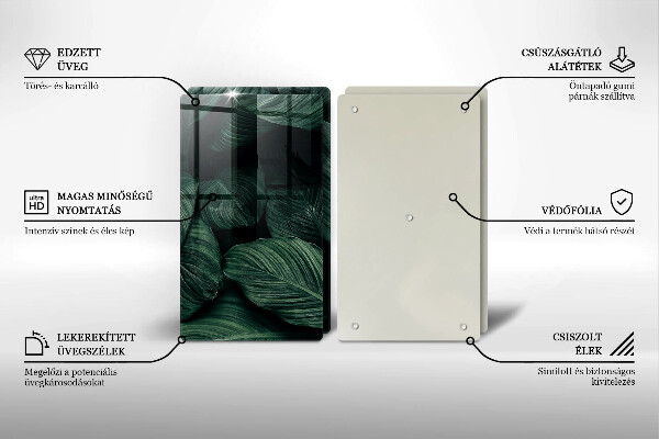 Tagliere in vetro temperato Foglie scure