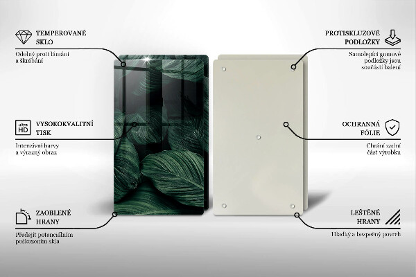 Tagliere in vetro temperato Foglie scure