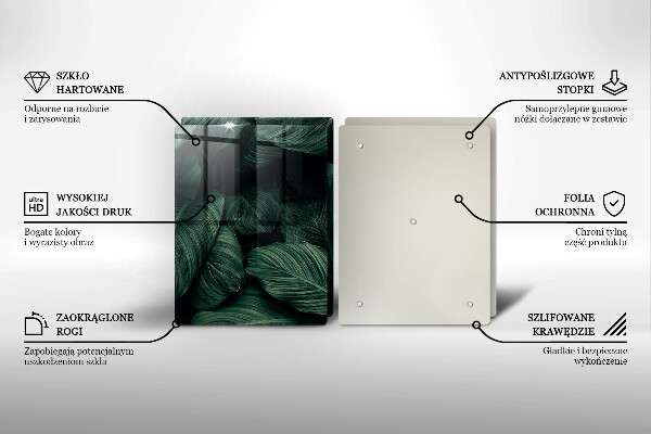 Tagliere in vetro temperato Foglie scure