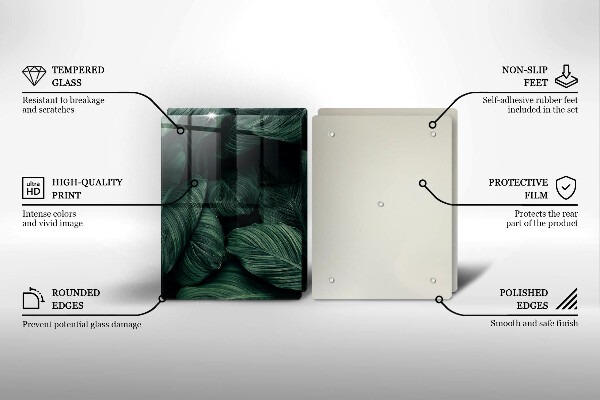 Tagliere in vetro temperato Foglie scure